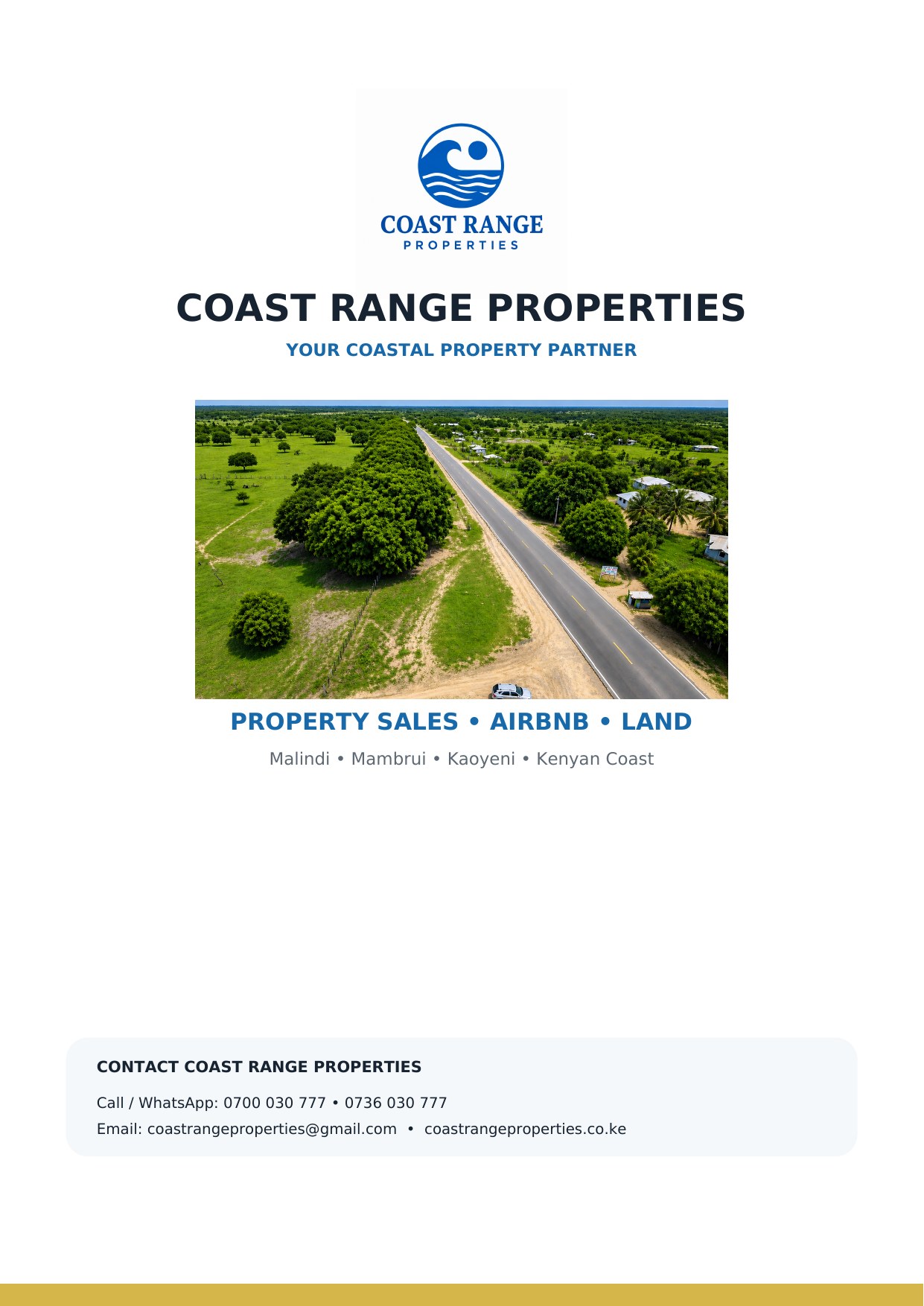 Coast Range Properties brochure — page 1 of 8